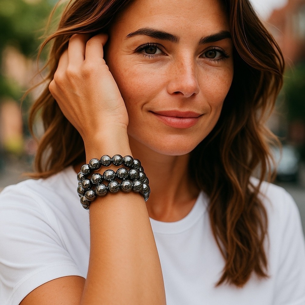 Beaded Bracelet Set - Silver Tone Stretch Bracelets - Women's Fashion